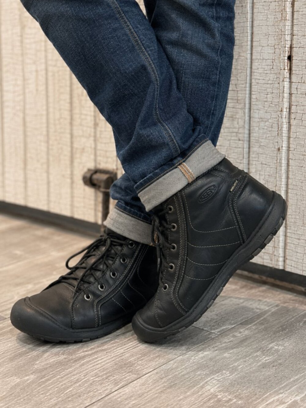 KEEN Black Leather Ankle Boots Men’s 12 / EU 46 KEEN.DRY Waterproof Comfort
